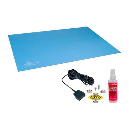 Desco Industries Inc Desco Statfree UC2 66323 Dissipative Dual Layer Rubber Mat 24"D x 48"W - Sky Blue 66323